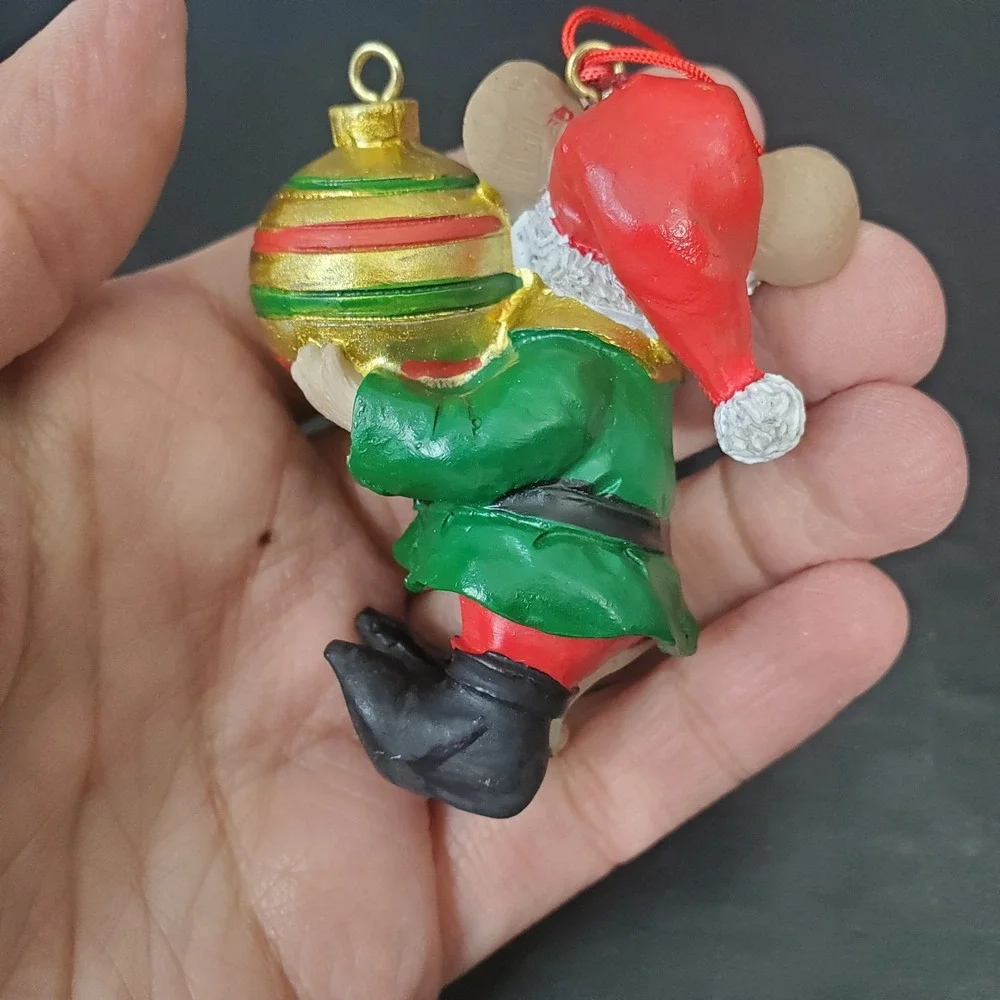 Resin Mouse 3 Pc Christmas Mouse Ornaments 2 1/2